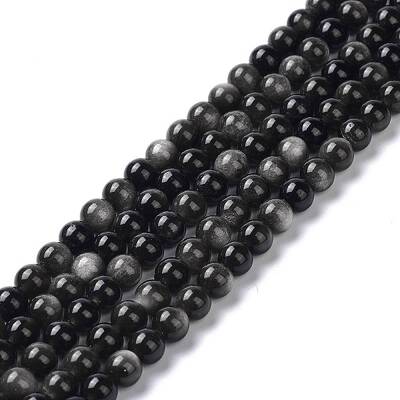 Natural Silver Obsidian Beads Strands