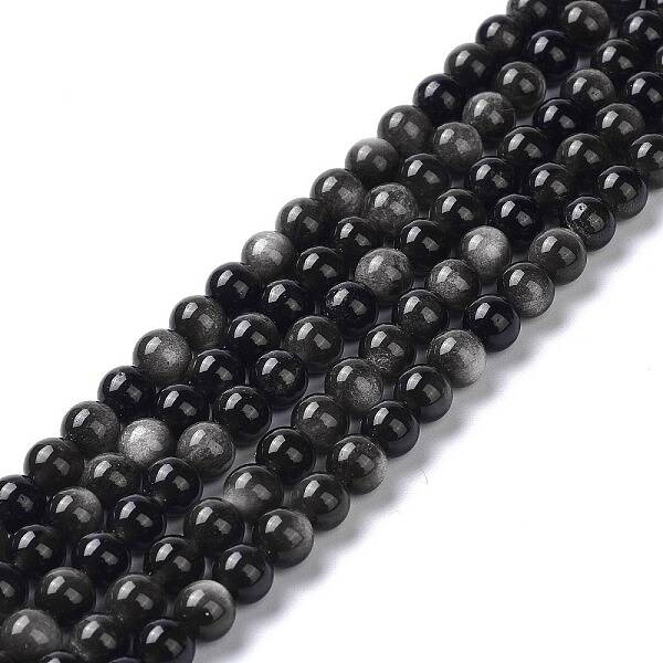 Natural Silver Obsidian Beads Strands