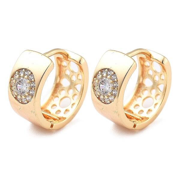 Brass Micro Pave Clear Cubic Zirconia Hoop Earrings for Women