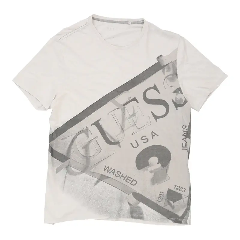 Guess Graphic T-Shirt - Medium White Cotton