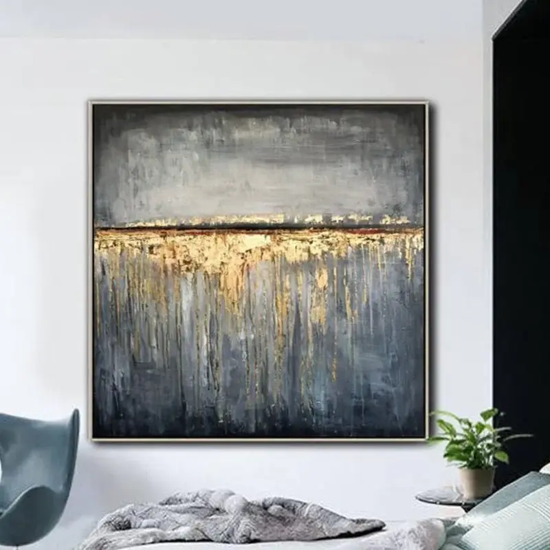 Large Original Abstract Oil Painting Modern Wall Art Contemporary Wall Decor | GOLD RAIN