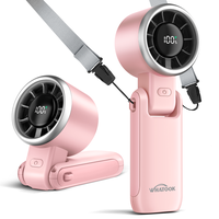 WHATOOK Portable Fan Handheld Mini Fan: Personal Fans with Air Turbo Tech, 4000mAh Battery with LED Display, 5 Gear Wind, 3 i...