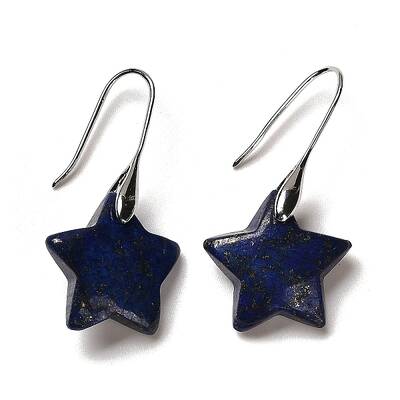 Natural Lapis Lazuli Star Dangle Earrings
