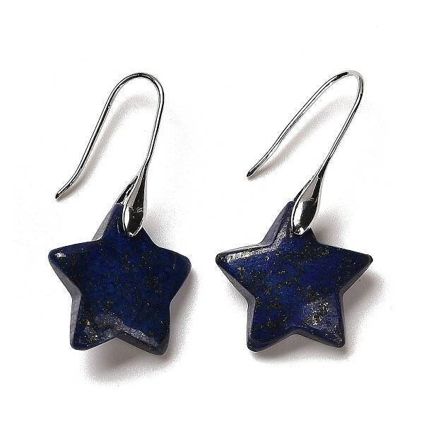 Natural Lapis Lazuli Star Dangle Earrings