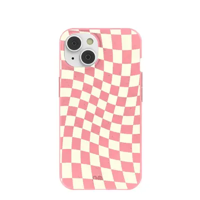 Bubblegum Pink Warped Checkers iPhone 14/16e Case
