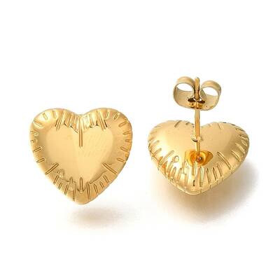 Ion Plating(IP) 304 Stainless Steel Heart Stud Earrings for Women