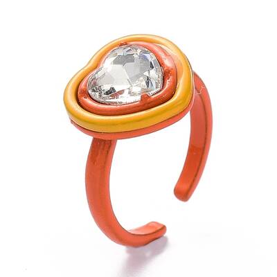 Spray Painted Alloy Rhinestone Solitaire Ring