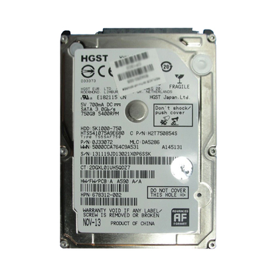 678312-002 HP 750GB 5400RPM SATA 3Gb/s 8MB Cache 2.5-inch Hard Drive