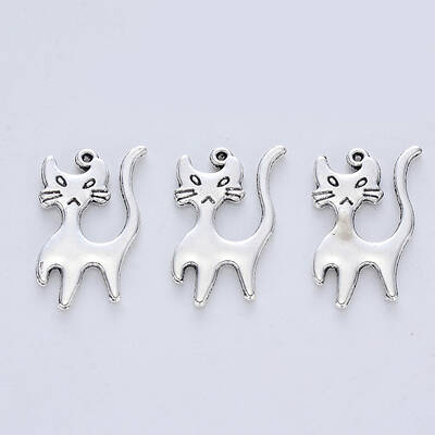 Tibetan Style Alloy Kitten Pendants
