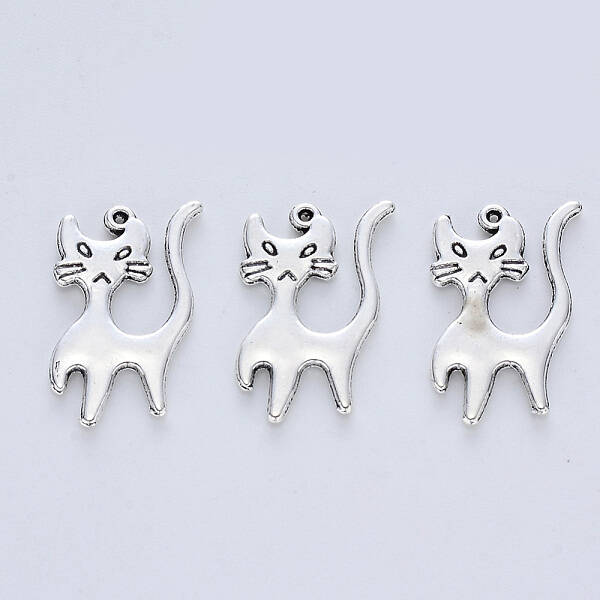 Tibetan Style Alloy Kitten Pendants