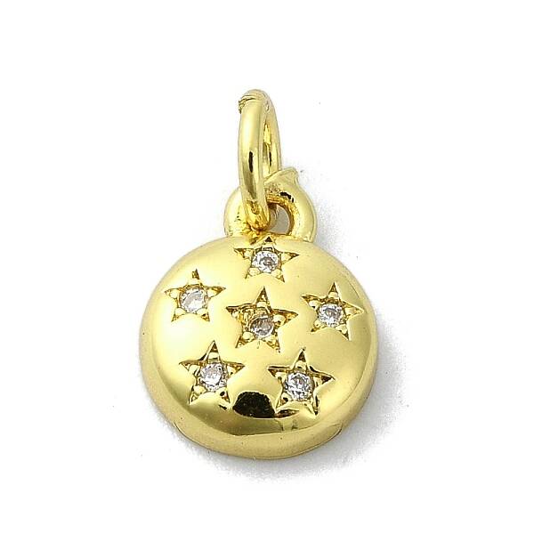 Brass Micro Pave Clear Cubic Zirconia Charms
