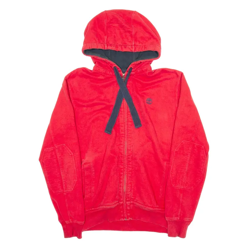 TIMBERLAND Mens Red Hoodie Full Zip S
