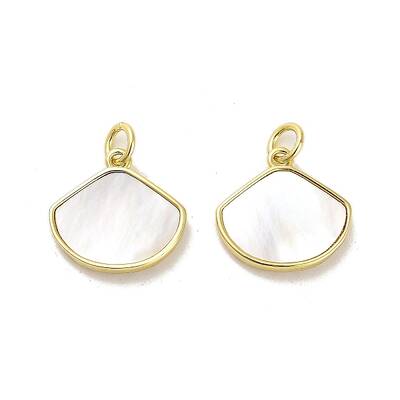 Brass Pave Shell Shell Shape Charms with Jump Ring