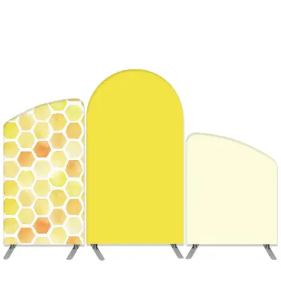 Aperturee Honey Bee Theme Yellow Baby Shower Arch Backdrop Kit | Custom Chiara Arched Covers | Round Arch Backdrop Cover | Di...