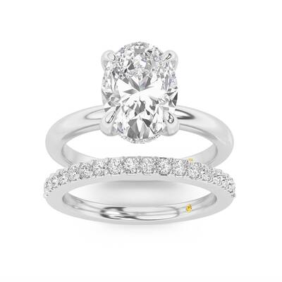 Fez Lab Grown Oval Shaped Diamond Engagement Ring with the Orion Wedding Band | 18K White Gold 1 1/3 ct. tw.