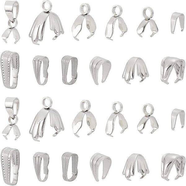 UNICRAFTALE about 120pcs Snap on Bails Stainless Steel Pinch Bails Pendant Bails Connectors Charms Clasps for DIY Dangle Char...