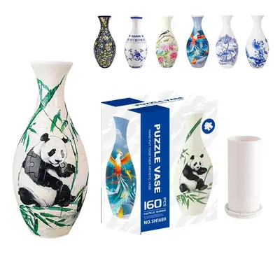 Creative Pattern Vase Puzzle Model, 160pcs/set 3D Puzzle Building Block Toy, Flower Arrangement & Home Decoration Gift Collec...