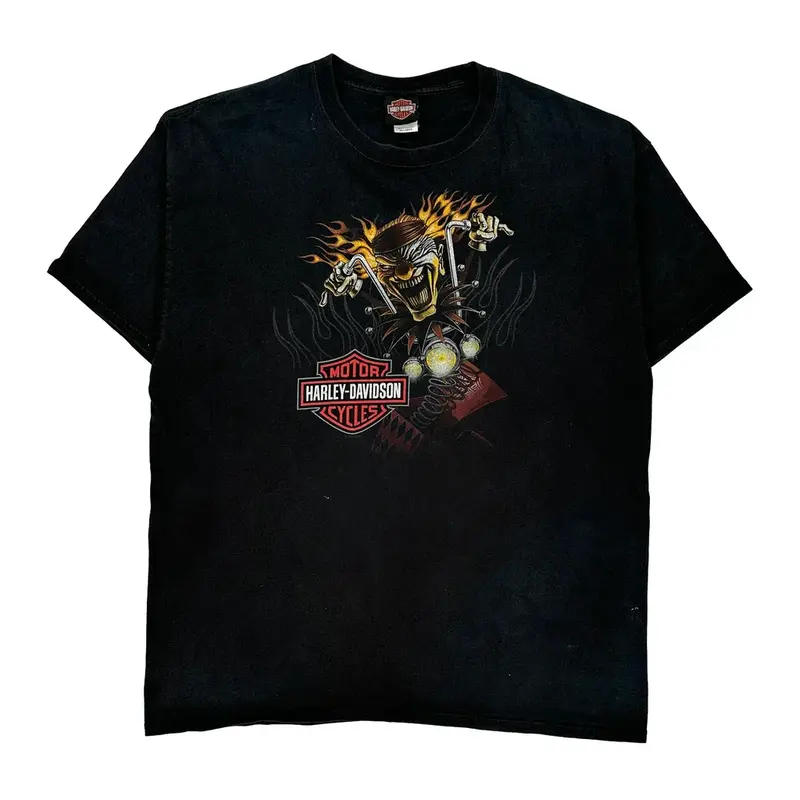 Harley Davidson Graphic T-Shirt - 2XL Black Cotton