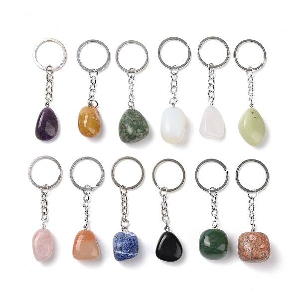 Nuggets Natural & Synthetic Gemstone Keychain