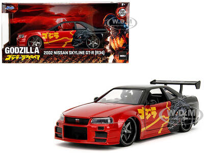 2002 Nissan Skyline GT-R (R34) RHD (Right Hand Drive) Red Metallic and Black Godzilla vs. Destoroyah (1995) Movie Hollywood R...