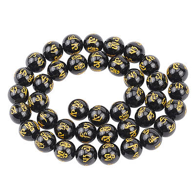 OLYCRAFT 47pcs 8mm Natural Black Agate Beads Strand Gemstone Round Loose Beads Energy Stone Beads for Jewelry Making