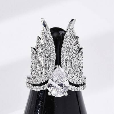 Brass Micro Pave Clear Cubic Zirconia Cuff Rings for Women