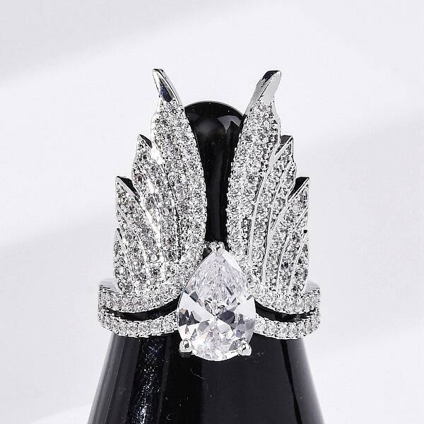 Brass Micro Pave Clear Cubic Zirconia Cuff Rings for Women
