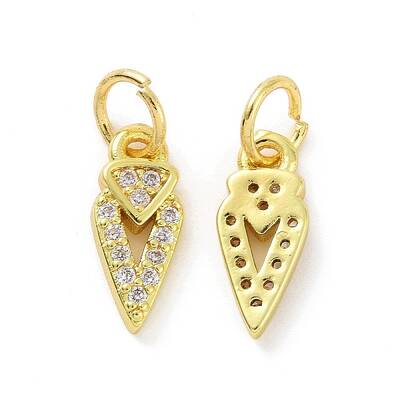 Brass Micro Pave Clear Cubic Zirconia Pointed Charms