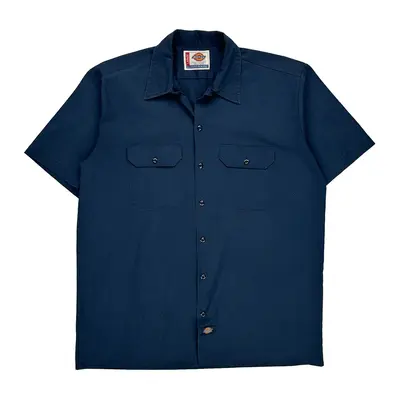 Dickies Short Sleeve Shirt - Large Blue Polyester Blend