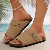 Women's Cork Slides - Lightweight, Adjustable Sandals With Soft Soles For Comfortable Summer Wear