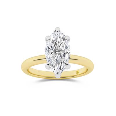 Fez Lab Grown Hidden Halo Marquise Shape Diamond Engagement RIng | 14K Yellow Gold 2 5/8 ct. tw.