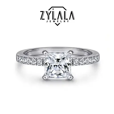 [208] 1/2/3 Synthetic Moissanite Ring Princess Cutting Luxioury Design 925 Sterling Silver Promise Ring Engagement Wedding Gi...