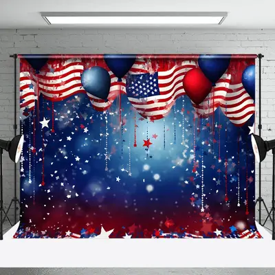 Red Blue USA Flag Bokeh Independence Day Backdrop - Aperturee