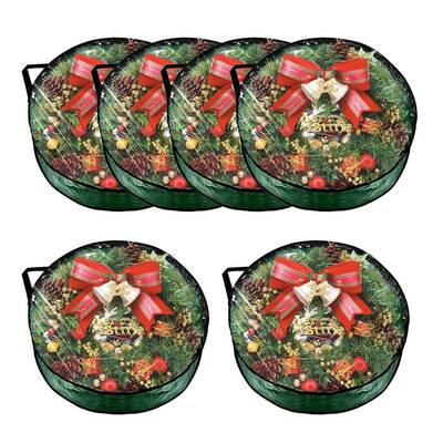 Garvee 6 Pack Christmas Wreath Storage Bags, Waterproof Clear PVC/PE Wreath Storage Containers with Sturdy Handles & Zippers,...
