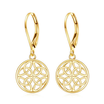 14K Gold Celtic Knot Drop Earrings