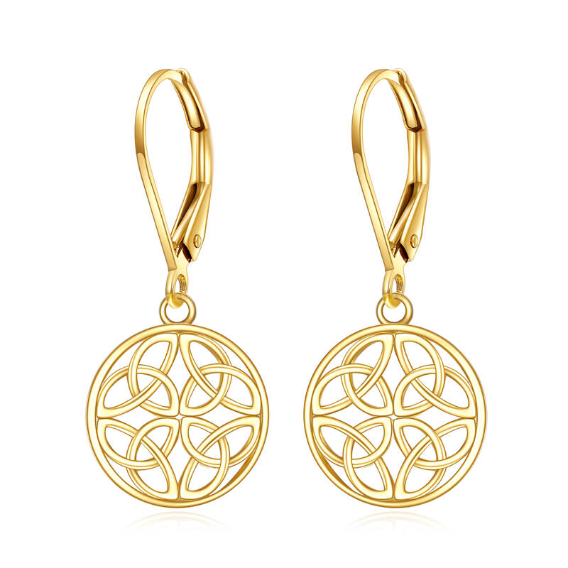 14K Gold Celtic Knot Drop Earrings