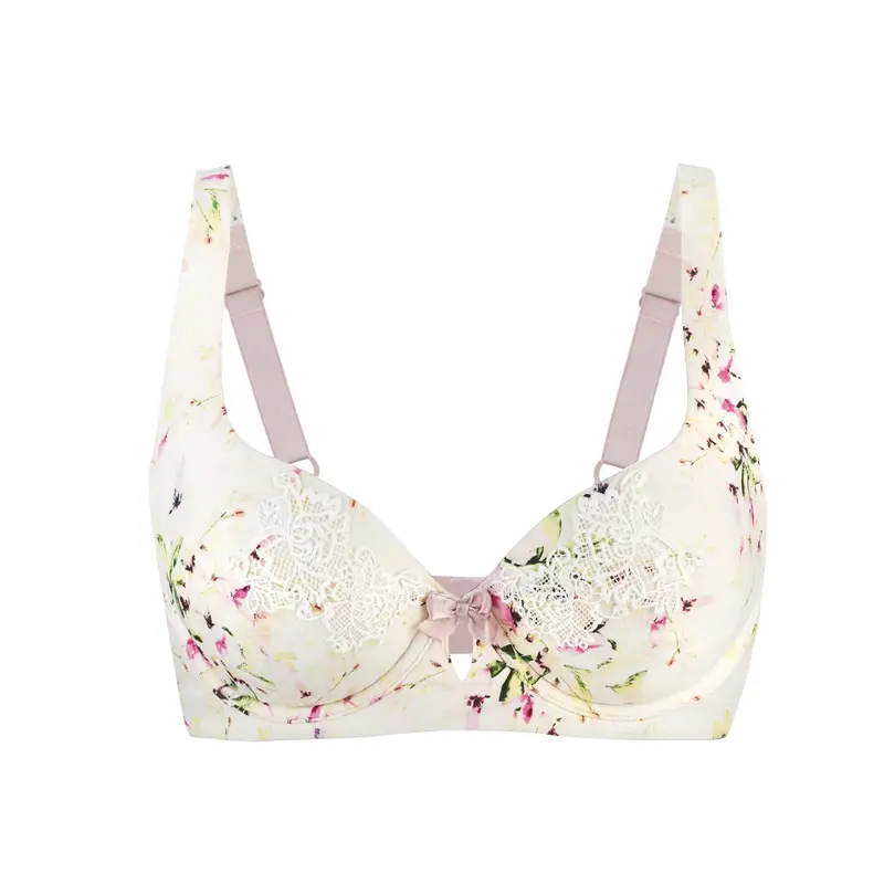 Sunbleached Floral Silk & Organic Cotton Supportive Bra | Size: 38D