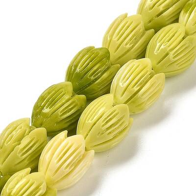 Synthetic Shell Dyed Carved Beads Strands