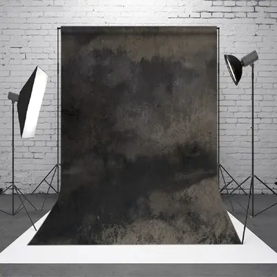 Black Muddy Cement Wall Abstract Textured Backdrop - Aperturee