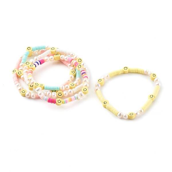 Handmade Polymer Clay Heishi Beaded Stretch Bracelets