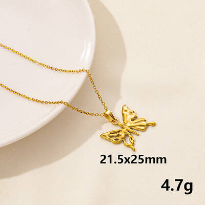304 Stainless Steel Butterfly Pendant Necklaces