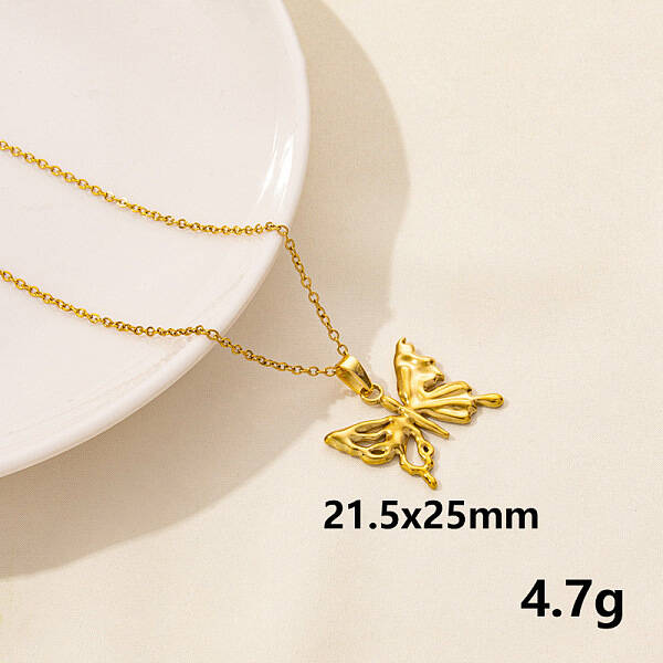 304 Stainless Steel Butterfly Pendant Necklaces