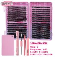 Individual False Eyelashes Kit, 640pcs Mixed Length & Styles Natural Look Eyelash Extensions with Tools, Self Grafting Curl E...