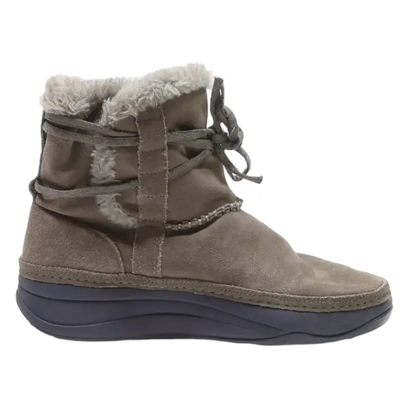 SKECHERS Snow Boots Grey Suede Womens UK 6