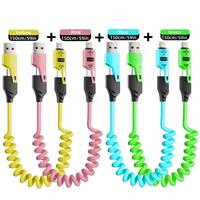 Joytutus 65W One-to-Two Elbow Spring Type-C Car Cable for iPhone 15/16, iPad Pro, Samsung, CarPlay/CarLife, Electronic Charge...