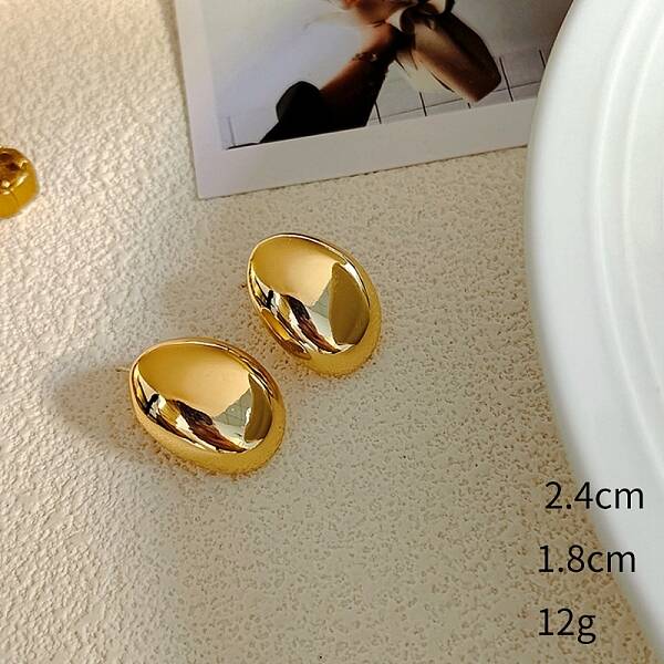 Oval Alloy Stud Earrings