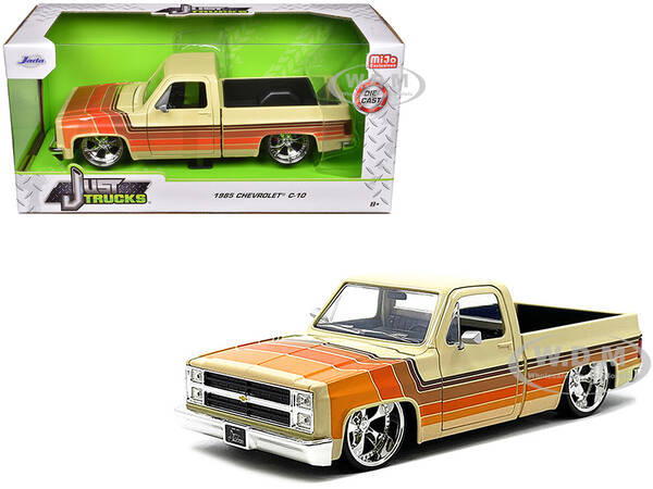 1985 Chevrolet C-10 Pickup Truck Beige with Stripes and Cartelli Wheels \