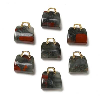 Natural African Bloodstone Brass Pendants