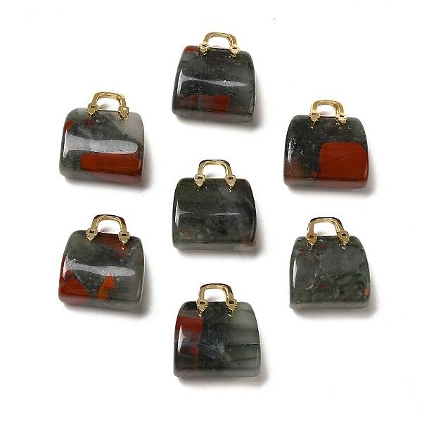Natural African Bloodstone Brass Pendants