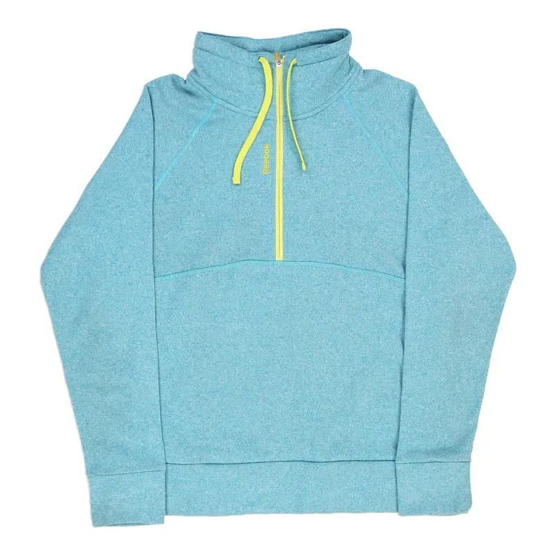Reebok 1/4 Zip - Large Blue Polyester